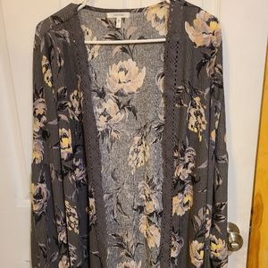 Grey flowered cardigan